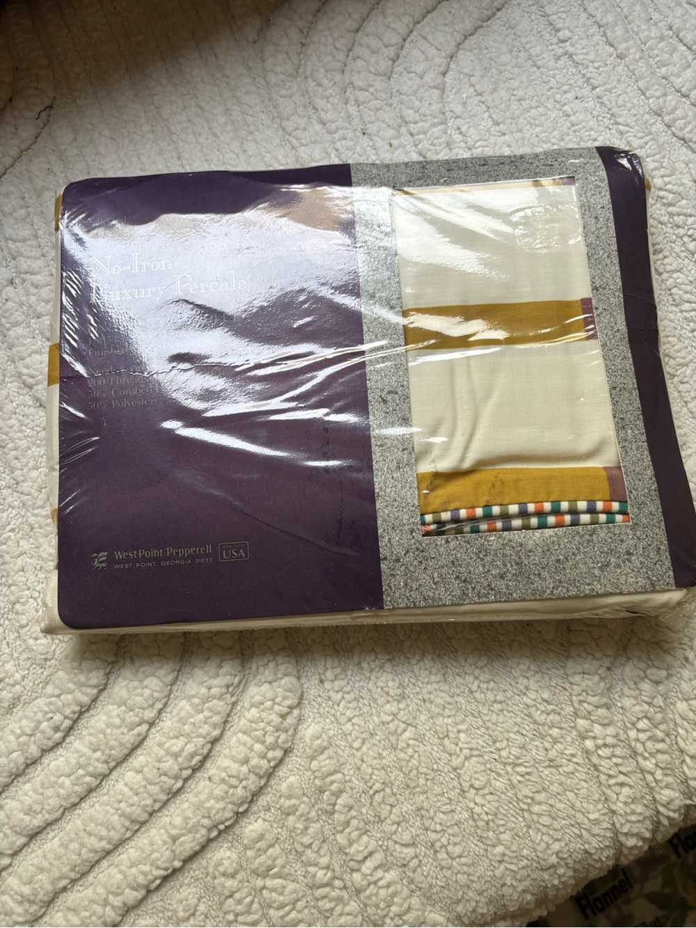 Vintage Luxury Percale full flat sheet - Cream & Mustard Stripe